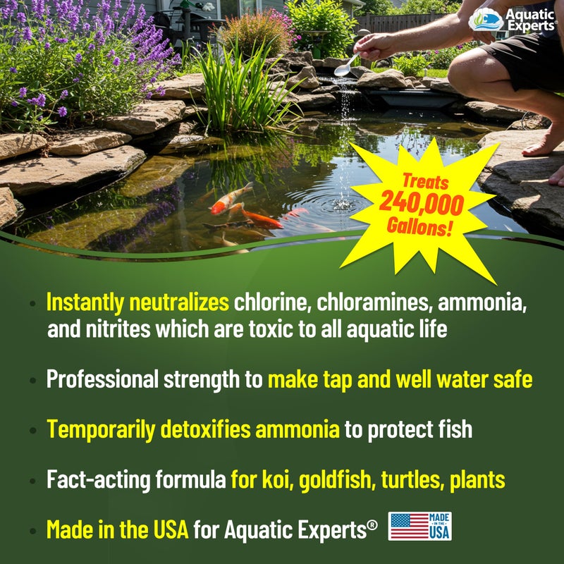 Aquatic Experts PondFirst Pond Water Conditioner - Concentrated Instant Dechlorinator for Fish Ponds, Makes Water Safe for Koi and Goldfish, Made in The USA, Aquatic Experts (Powder - 1 Kilogram) - Image 2